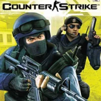 Two armed counter-terrorist characters from the classic Counter-Strike game holding rifles.