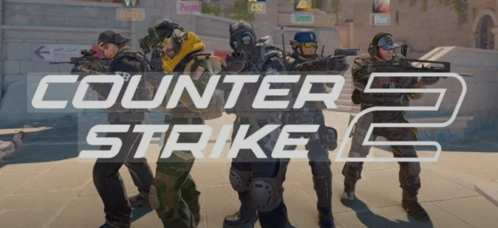 Counter-Strike 2 logo overlayed on a group of in-game characters in tactical gear.